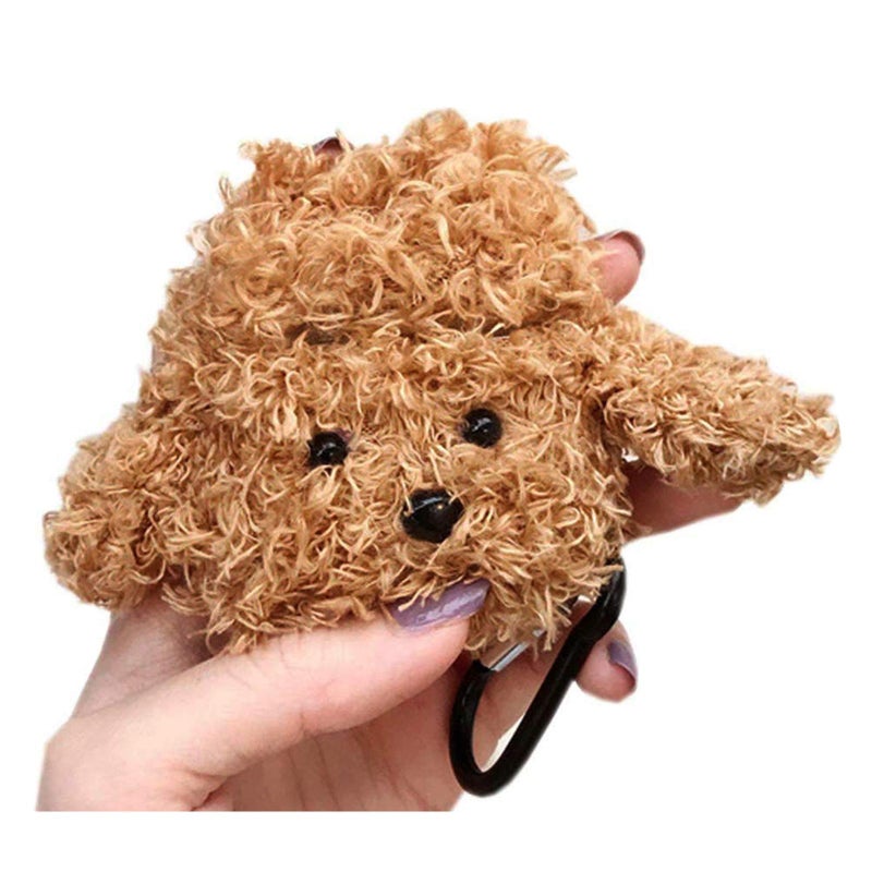 SGVAHY Furry Case for AirPods 1&2 Funny Cute 3D Cartoon Plush Design Teddy Soft Warm Fluffy Cover with Keychain Kawaii Anti-Fall Protective Case Women Girls - Image 1